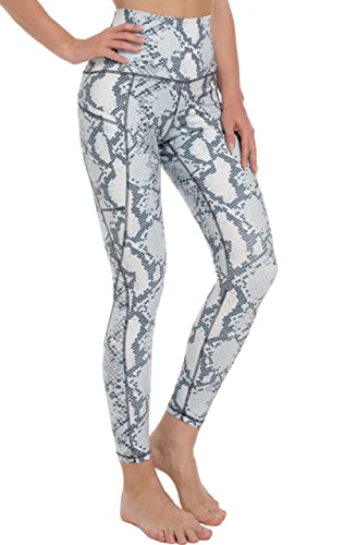 Free Leaper High Waist Sport Leggings Damen zum Joggen mit Schlangen-Print Gym Fitness Yogahose mit Handytaschen (Schlangen-Druck, XS) von Free Leaper