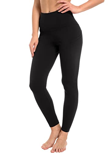 Free Leaper Hohe Taille Leggings mit Taschen für Damen Schwarz Gymleggings Yogaleggings (Schwarz, L) von Free Leaper