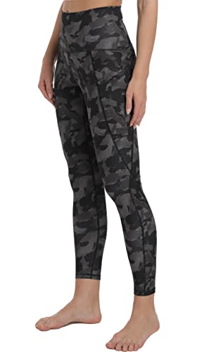 Free Leaper Hohe Taille Leggings mit Taschen für Damen Sportleggings Yoga Tights (Dunkelgrau Tarnung, 2XL) von Free Leaper