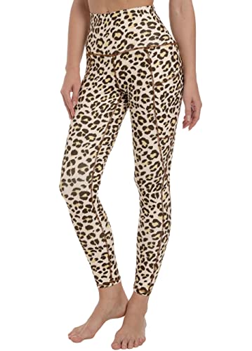 Free Leaper Leoparden Leggings Hoher Bund Damen Fitnessleggings Sport Läuft Tights Gymleggings mit Taschen Yogaleggings (Leopard, S) von Free Leaper