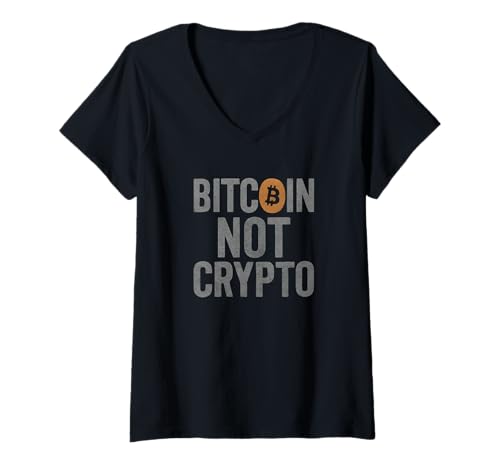 Damen Bitcoin statt Krypto Libertäre Technologiefreiheit T-Shirt mit V-Ausschnitt Damen Bitcoin statt Krypto Libertäre Technologiefreiheit T-Shirt mit V-Ausschnitt von Free Market Apparel
