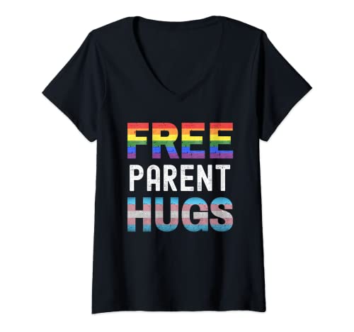 Damen Free Parent Hugs LGBTQ Gay Pride Monat Stolzer Verbündeter T-Shirt mit V-Ausschnitt Damen Free Parent Hugs LGBTQ Gay Pride Monat Stolzer Verbündeter T-Shirt mit V-Ausschnitt von Free Parent Hugs LGBTQ Gay Pride Month Proud Ally