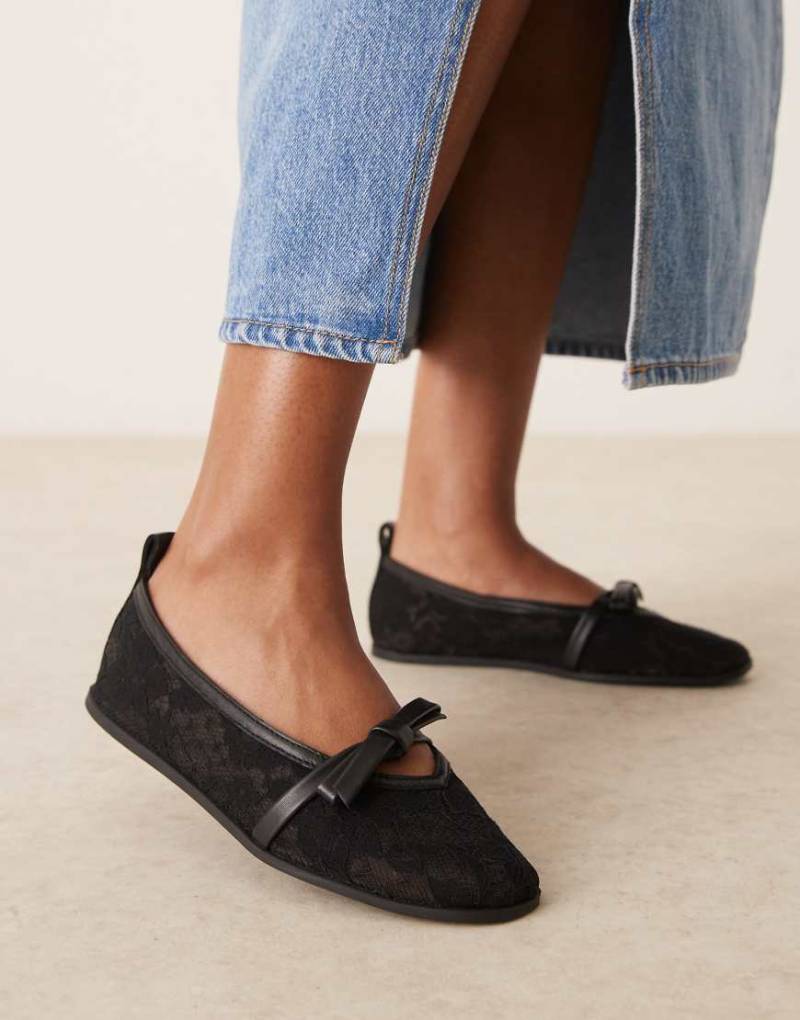 Free People - Ballerinas aus Spitze und Mesh in Schwarz von Free People