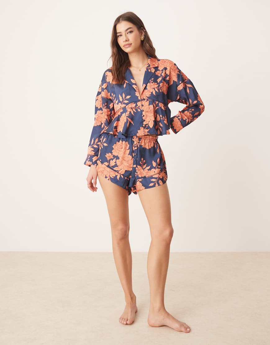 Free People - Beauty Sleep - Pyjamaset mit Blumenmuster in Marineblau-Bunt von Free People