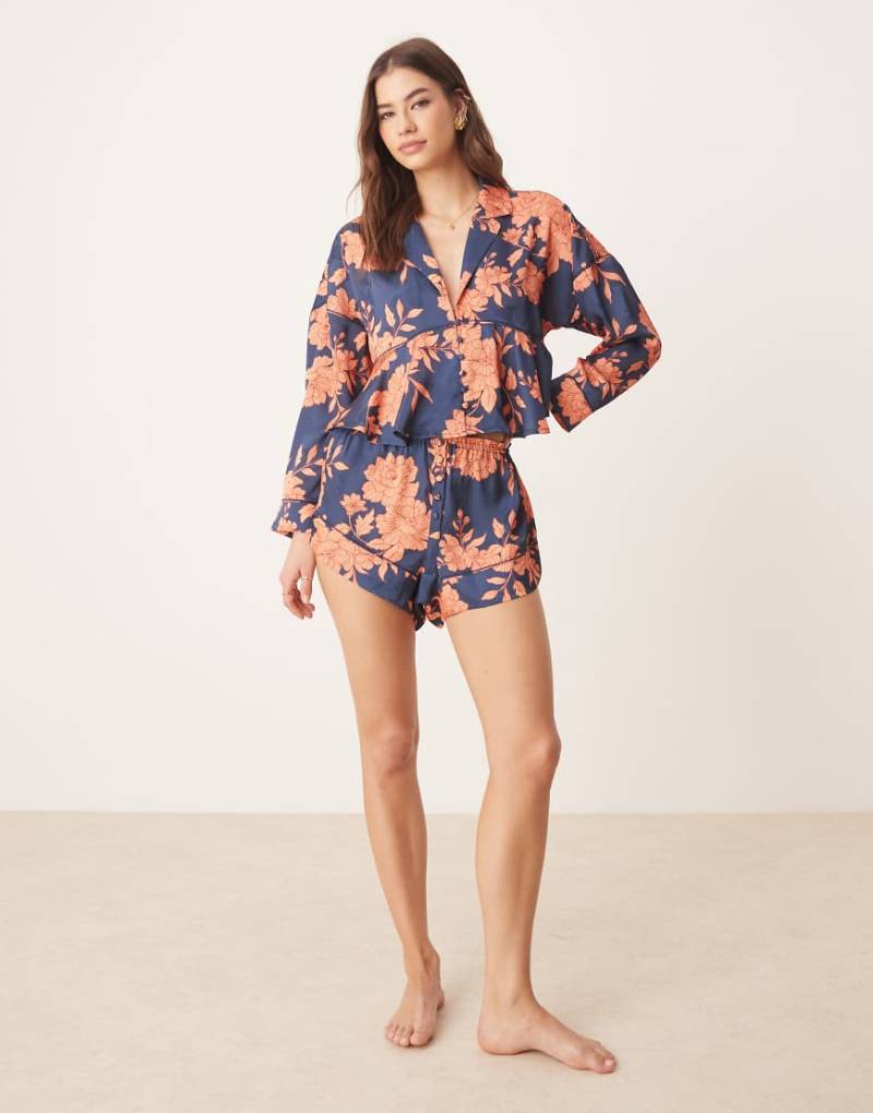 Free People - Beauty Sleep - Pyjamaset mit Blumenmuster in Marineblau-Bunt von Free People