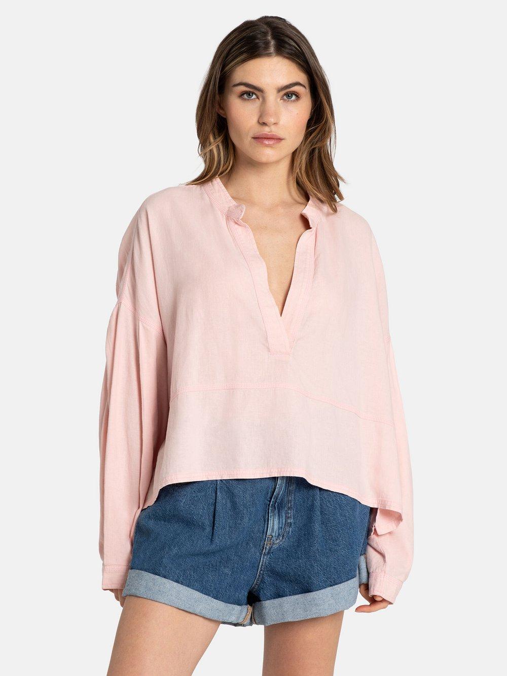 Free People Bluse Damen Leinen V-Ausschnitt, aprikot von Free People