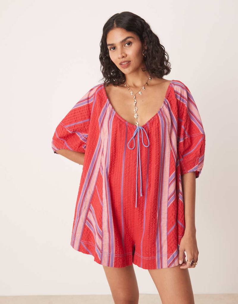 Free People - Bop - Einteiler in Seaside-Rot mit Streifen-Bunt von Free People