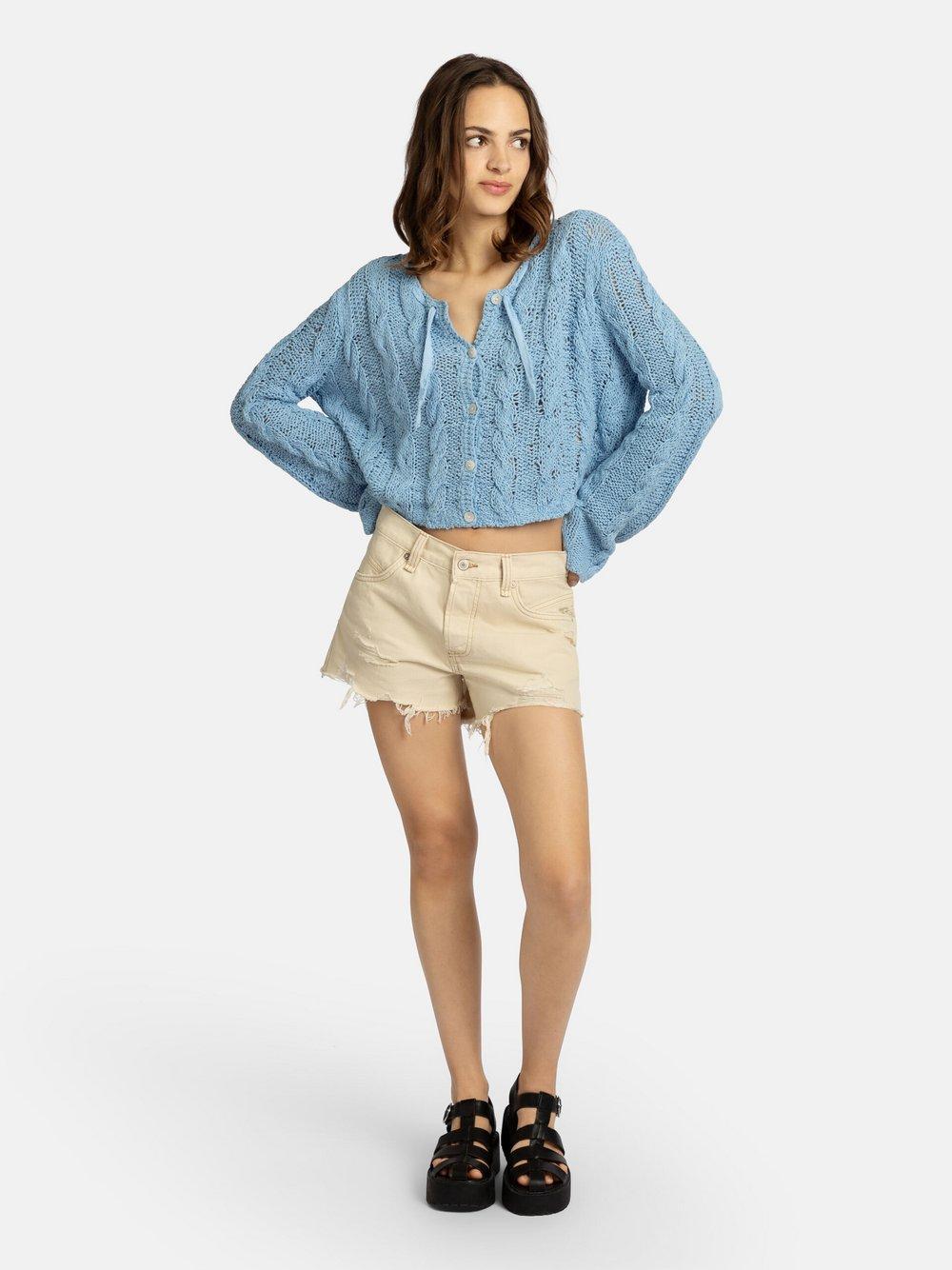 Free People Cardigan Damen Baumwolle V-Ausschnitt, blau von Free People