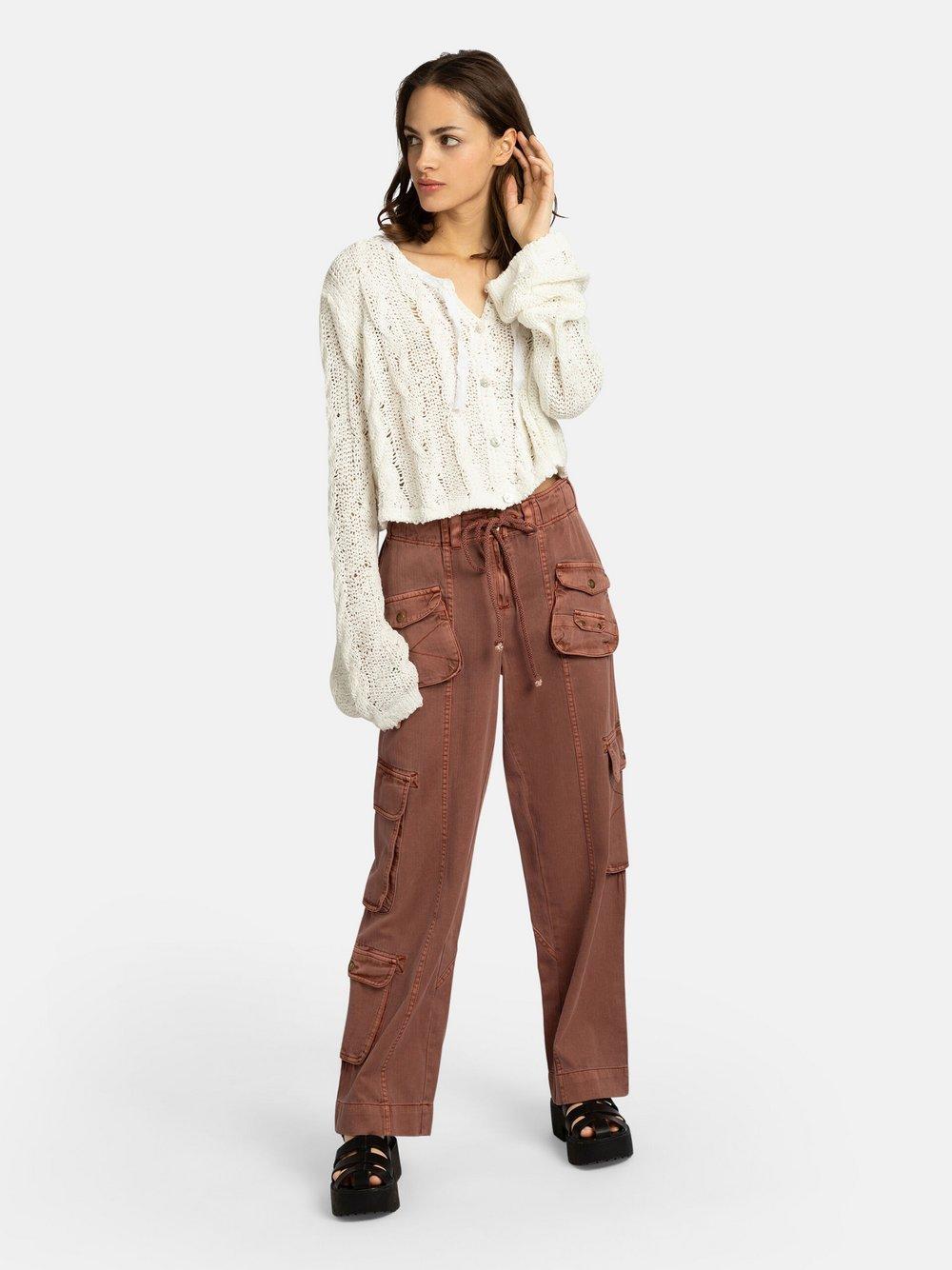 Free People Cardigan Damen Baumwolle V-Ausschnitt, weiß von Free People