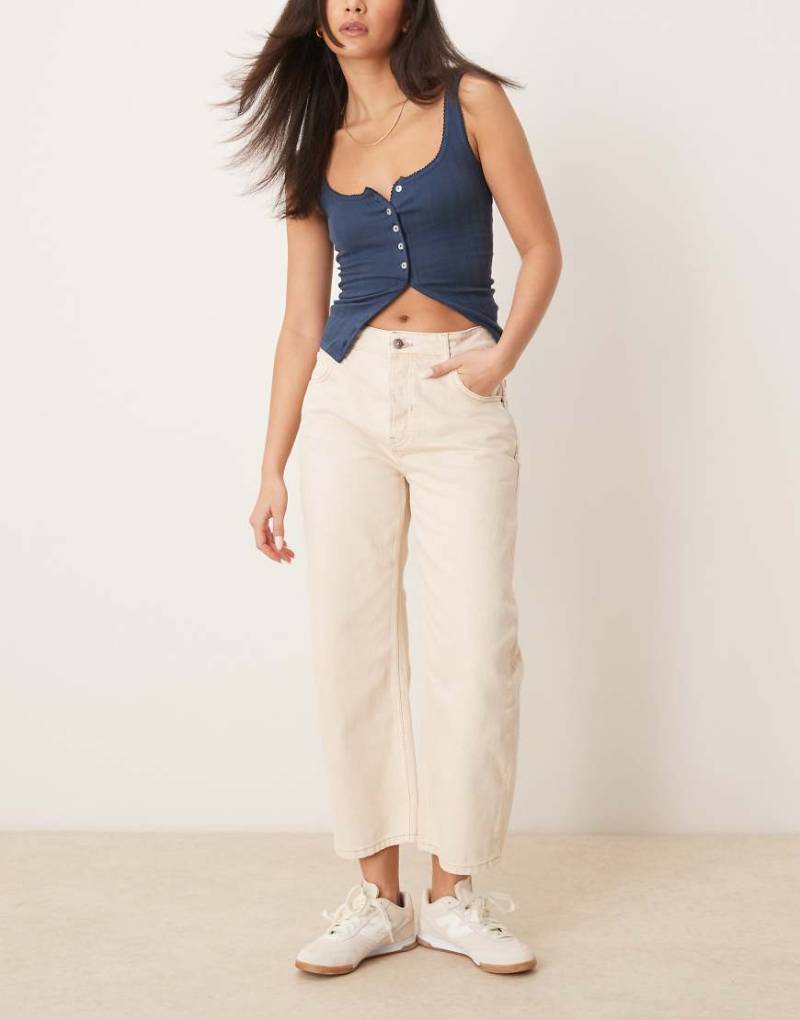 Free People - Deep Trance - Boyfriend-Jeans in Ecru mit niedrigem Bund-Weiß von Free People