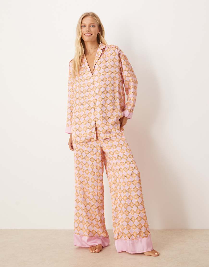 Free People - Dreamy Days - Pyjamaset in Orange mit Muster-Lila von Free People