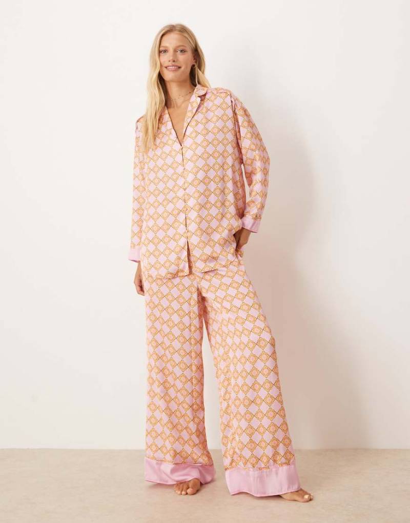 Free People - Dreamy Days - Pyjamaset in Orange mit Muster-Lila von Free People