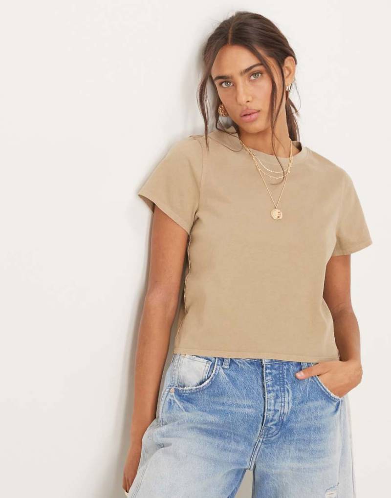 Free People - Everyday - Lockeres T-Shirt in Haferbeige-Latte-Gelb von Free People