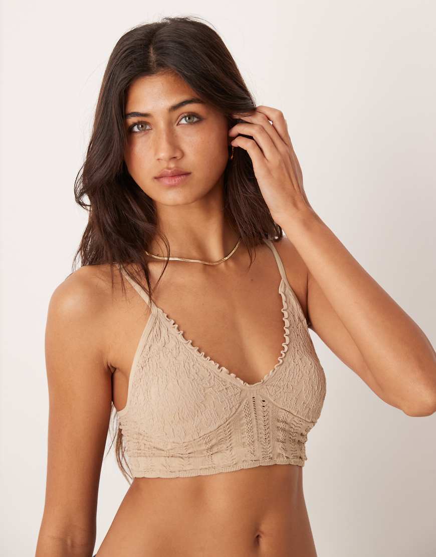 Free People - Heirloom - Nahtloses Bustier in Pilzbraun-Neutral von Free People