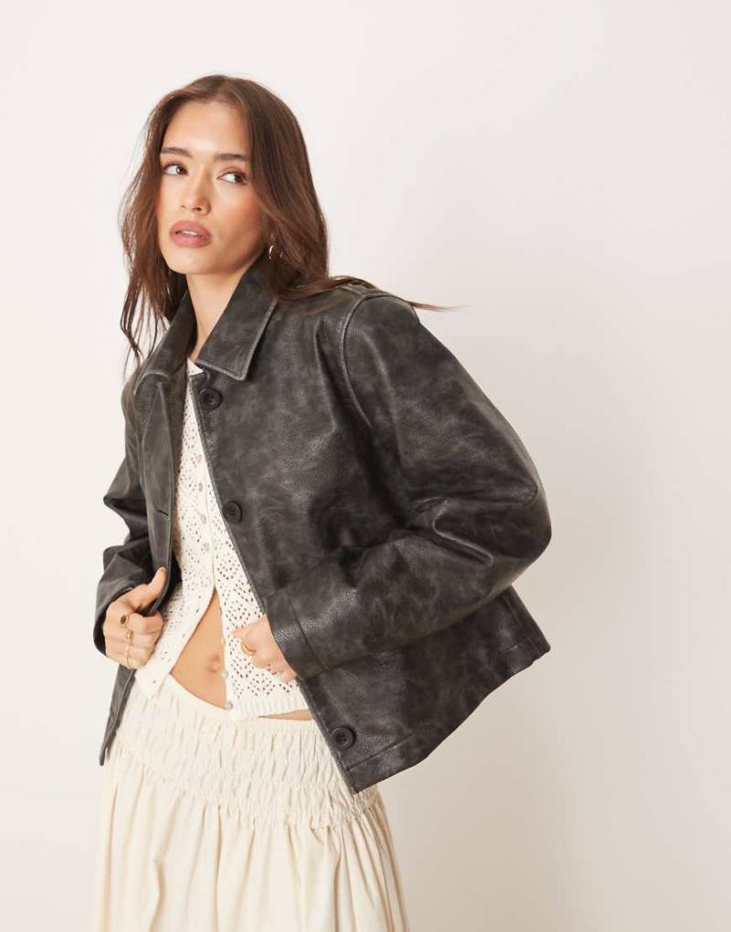 Free People - Hera - Jacke aus Kunstleder in Schwarz von Free People