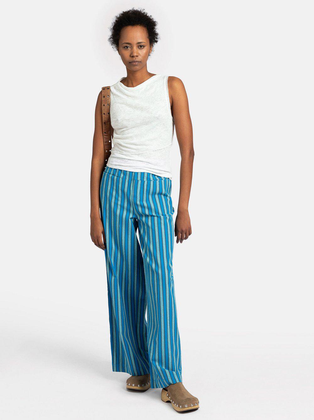 Free People Hose Damen Baumwolle gestreift, blau von Free People