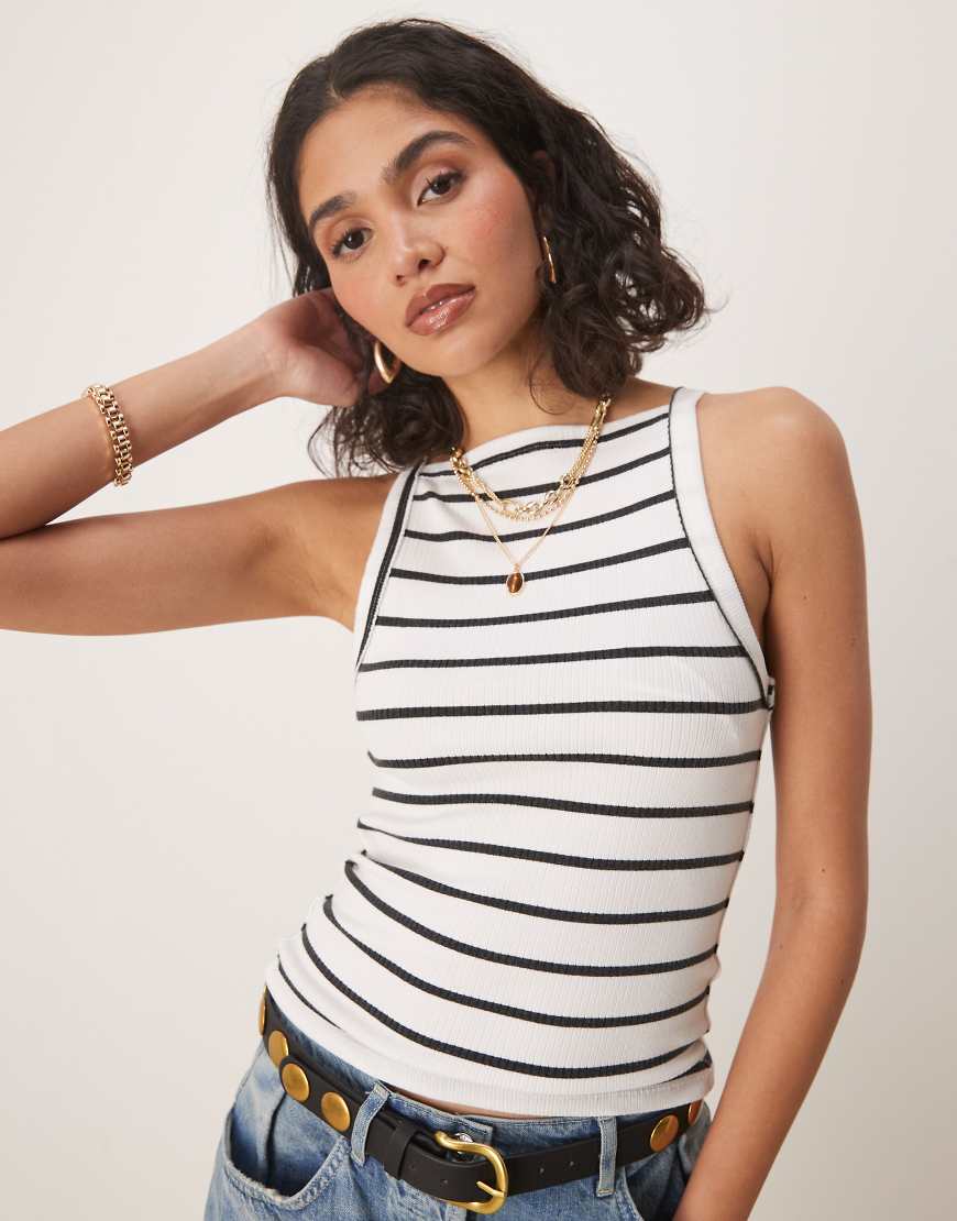 Free People - Mia - Geripptes Tanktop in Schwarz und Weiß gestreift von Free People