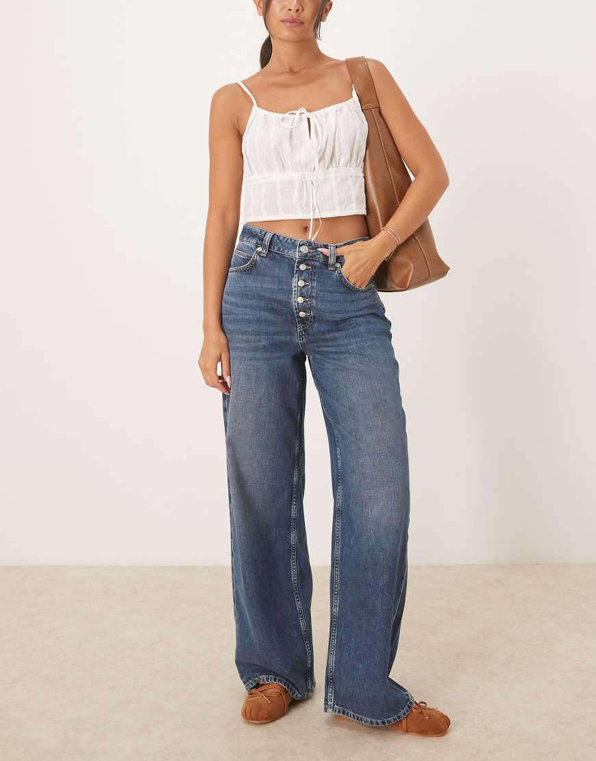 Free People - Nia - Lässige Boyfriend-Jeans in mittelblauer Waschung von Free People