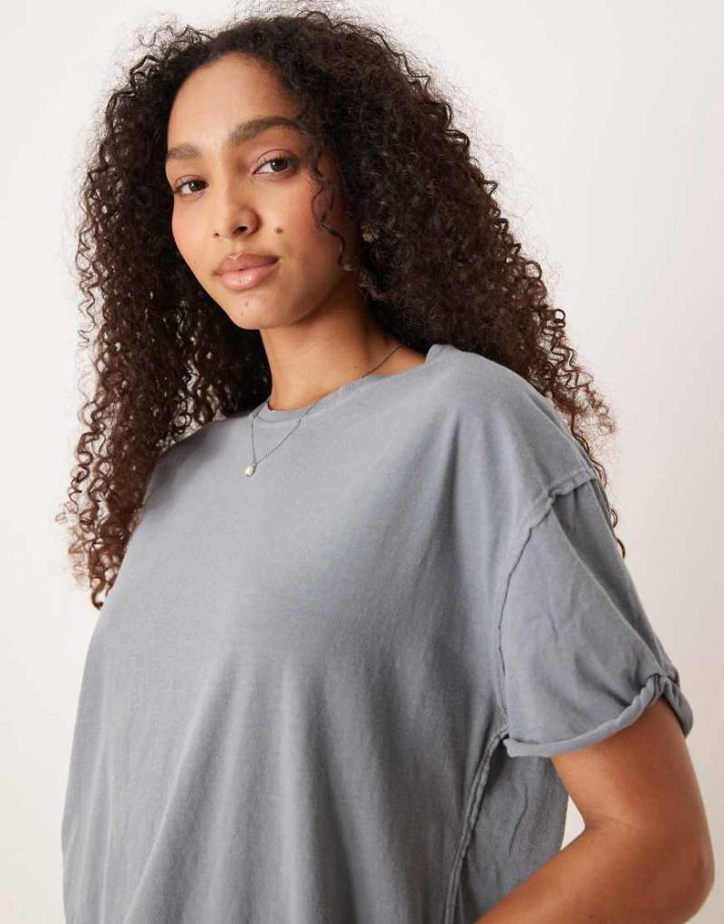 Free People - Nina - Oversize-T-Shirt in Blau meliert von Free People
