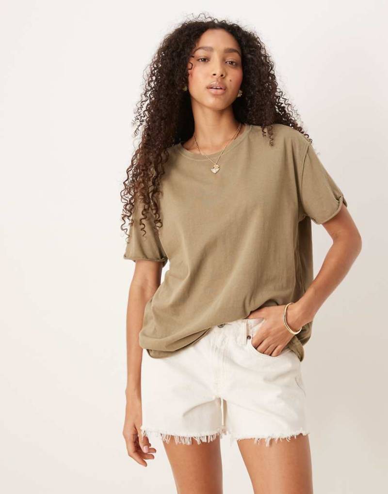 Free People - Nina - Oversize-T-Shirt in Olivgrün von Free People
