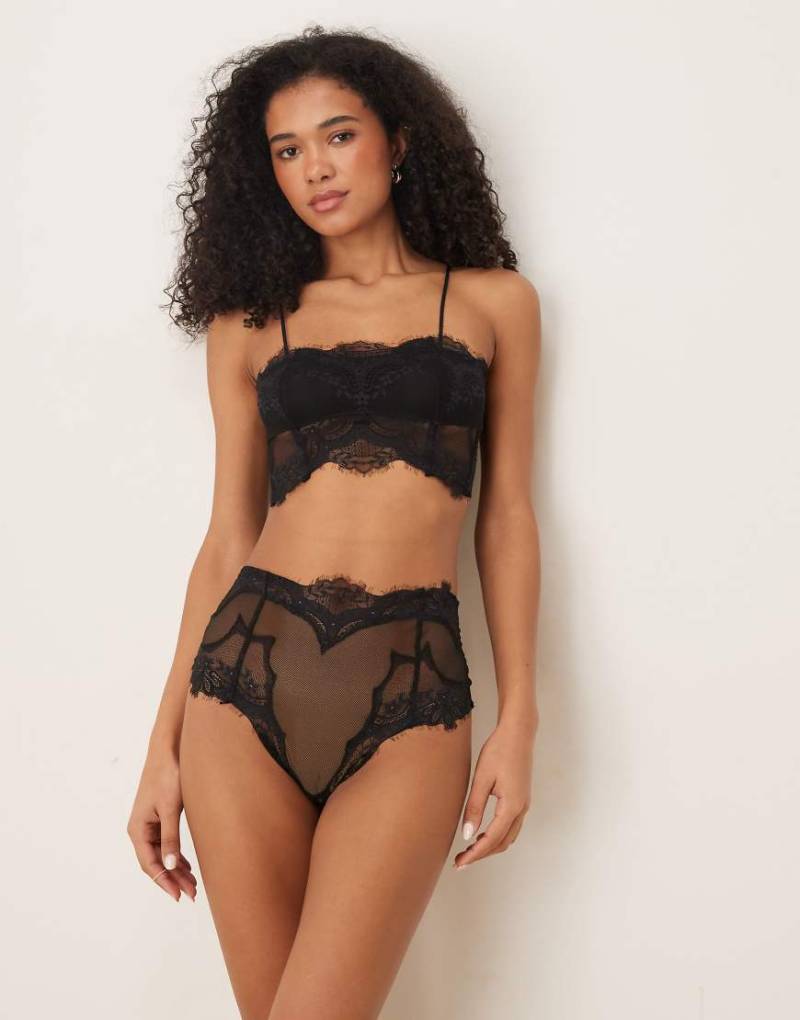 Free People - Nolita - Longline-BH aus Spitze in Schwarz von Free People
