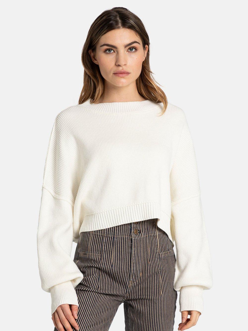 Free People Pullover Damen Baumwolle Rundhals, weiß von Free People