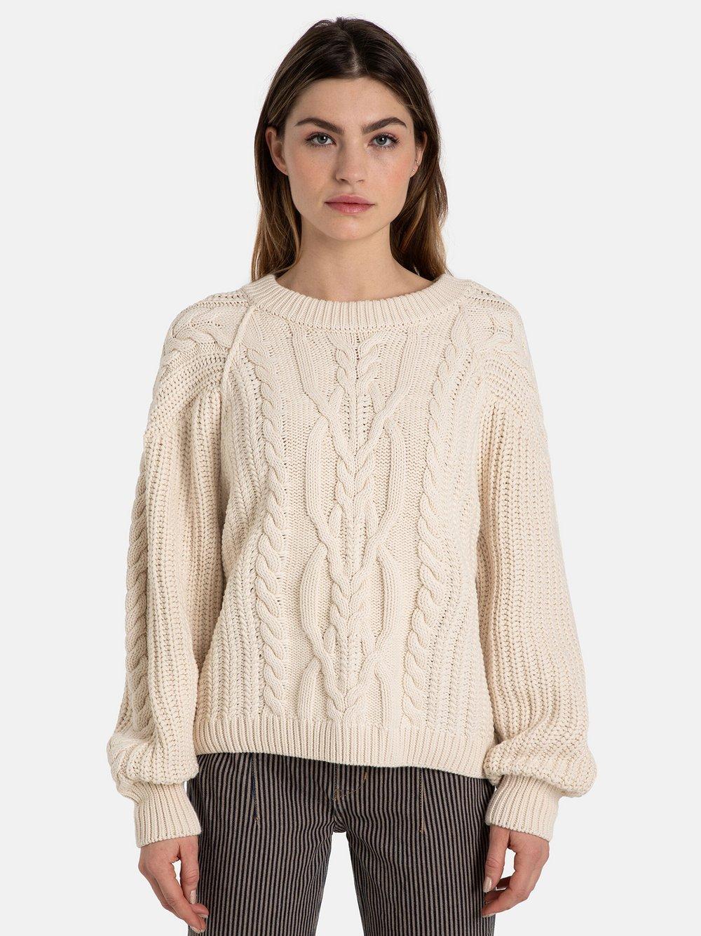 Free People Pullover Damen Baumwolle U-Boot, beige von Free People