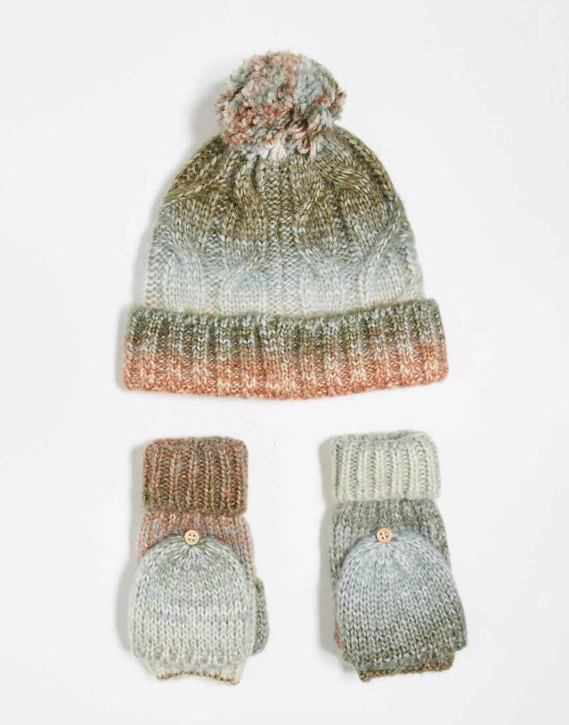 Free People - Rainbow - Set aus Laufmütze und Handschuhen mit buntem Muster-Blau Free People - Rainbow - Set aus Laufmütze und Handschuhen mit buntem Muster-Blau von Free People