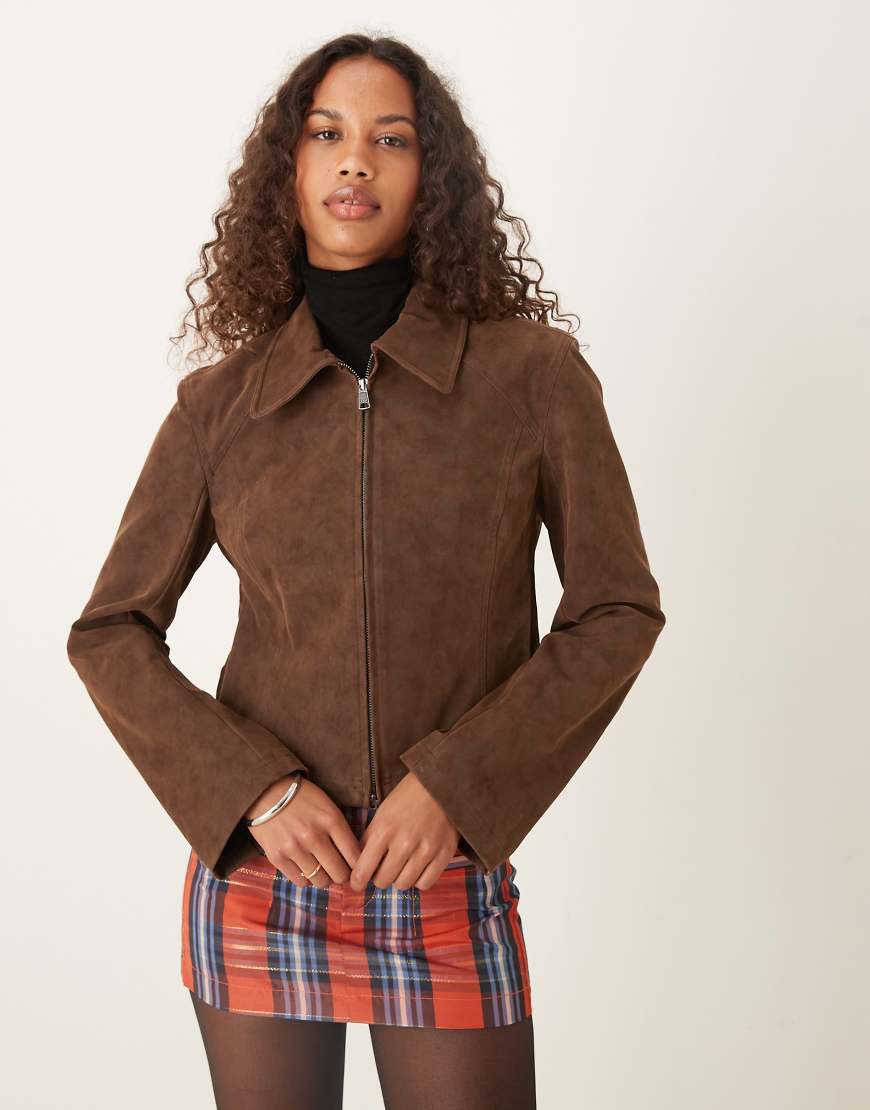 Free People - River - Jacke aus Kunstleder in Braun-Brown von Free People