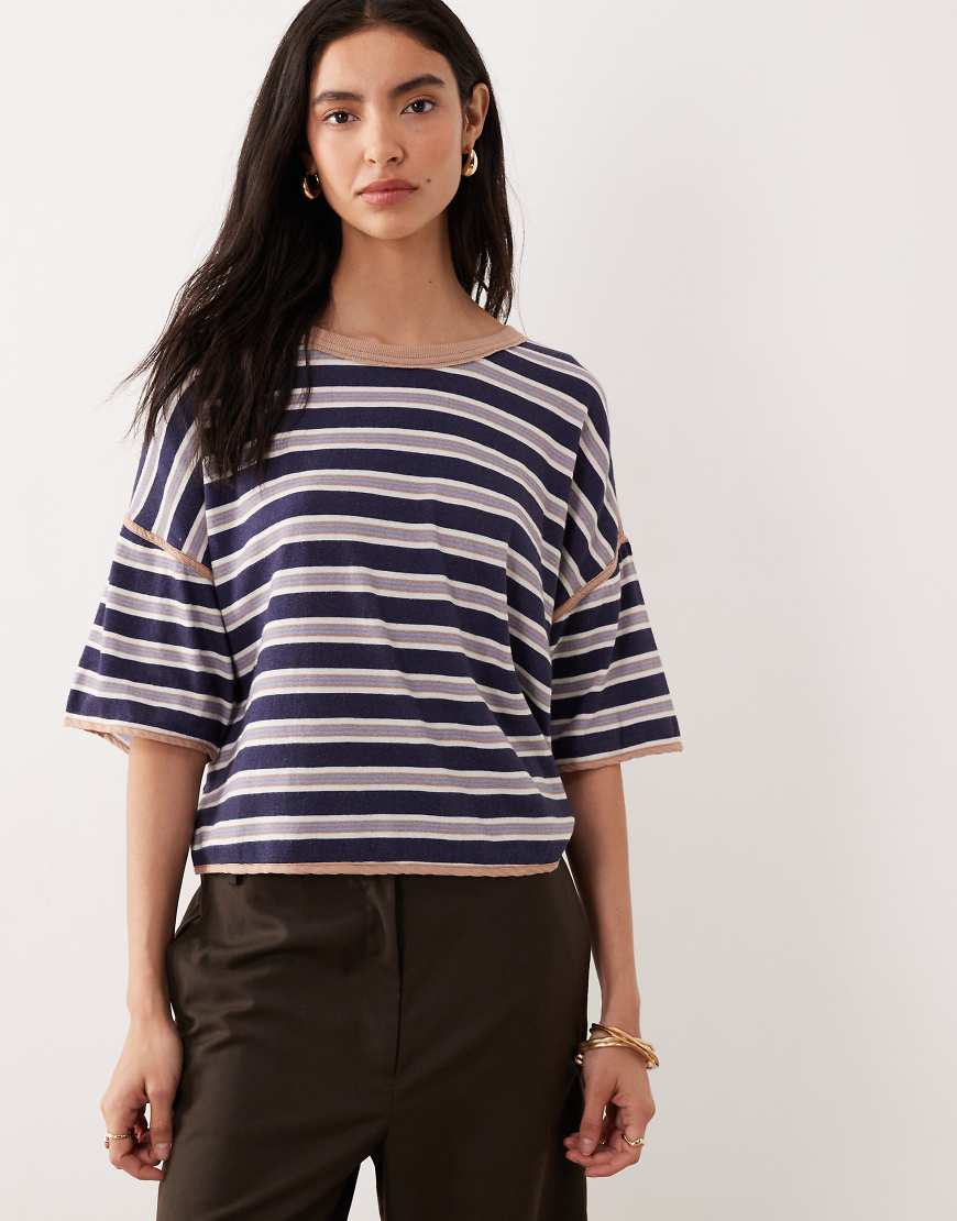 Free People - Schlichtes Cropped-Rugby-T-Shirt in Marineblau-Kombi von Free People