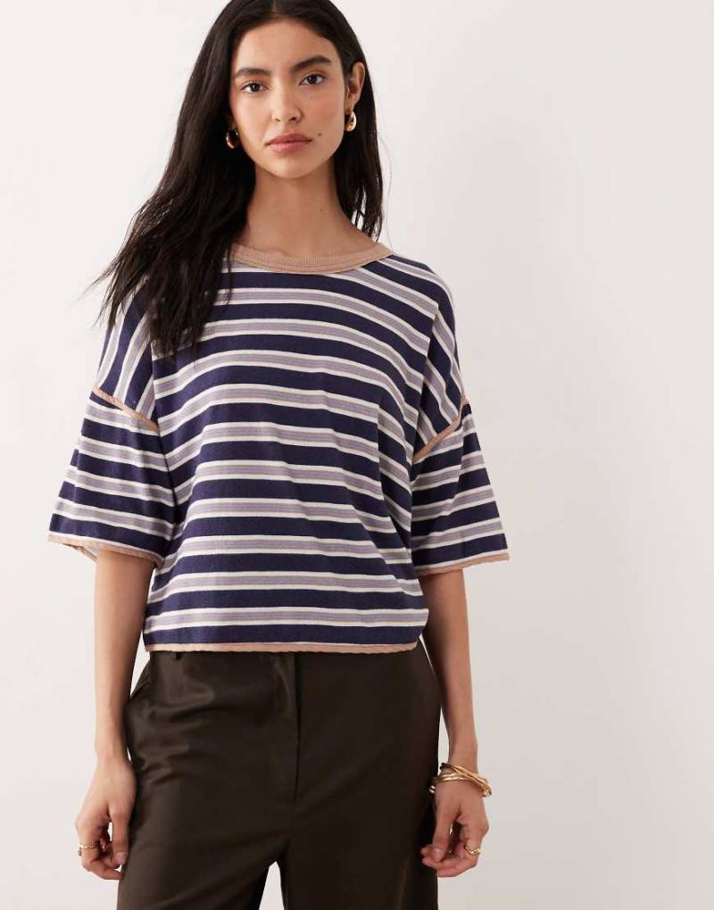 Free People - Schlichtes Cropped-Rugby-T-Shirt in Marineblau-Kombi von Free People