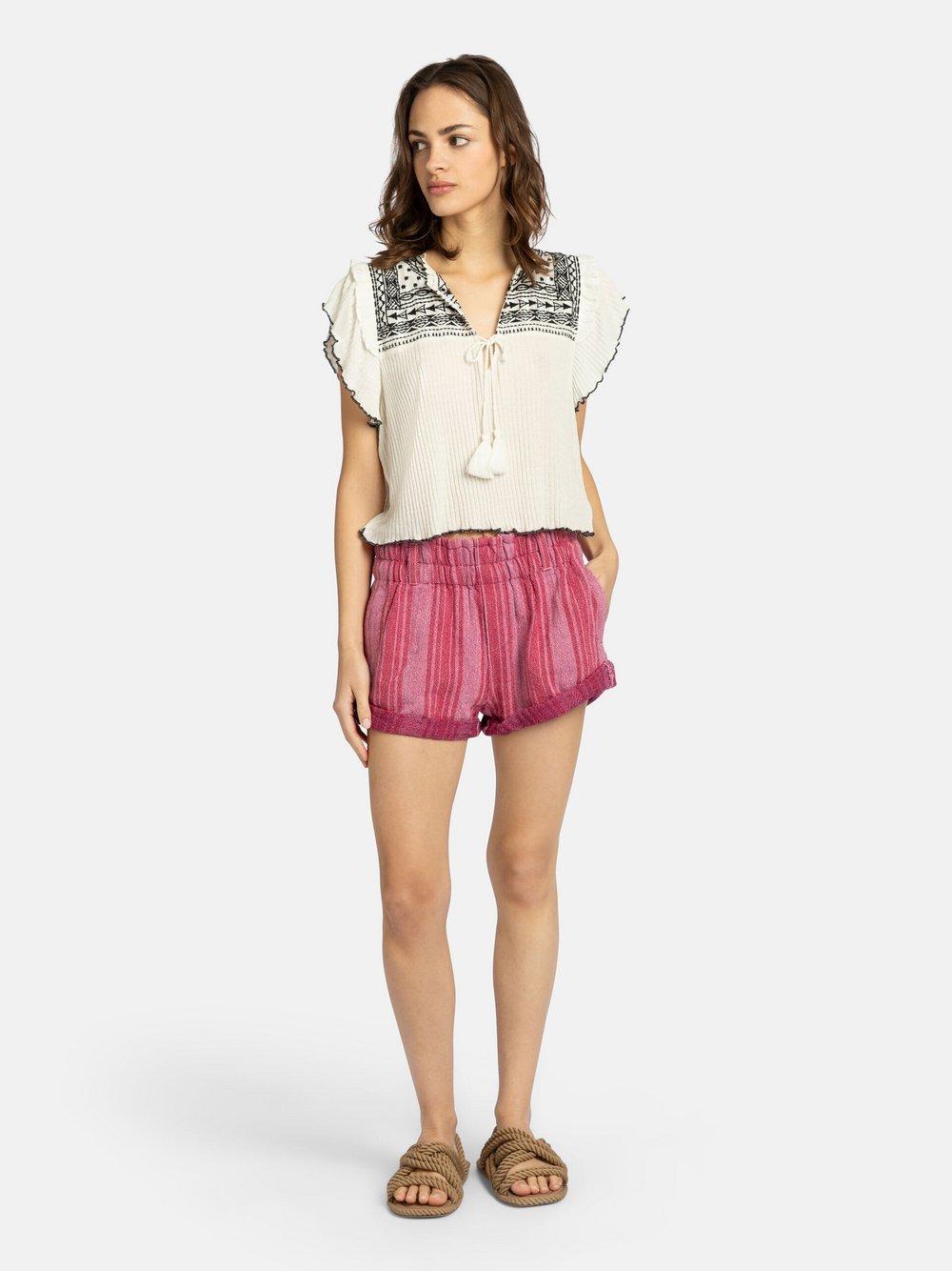 Free People Shorts Damen Baumwolle gestreift, pink von Free People