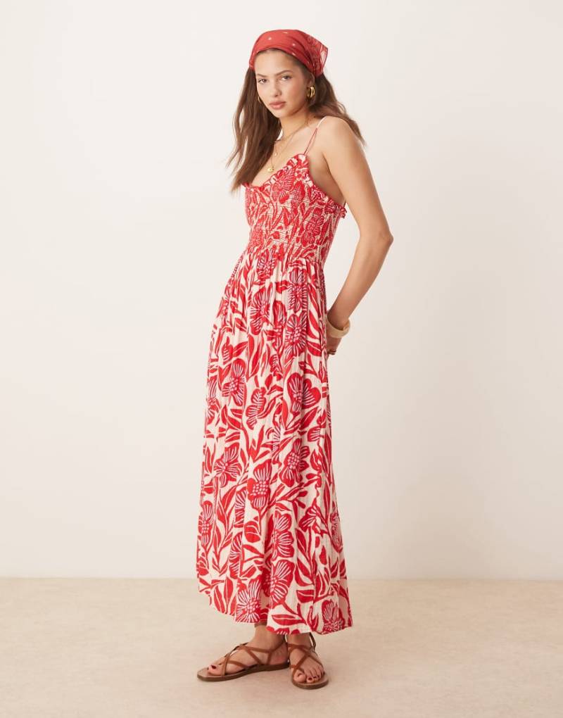 Free People - Sweet Nothings - Gemustertes Midikleid in Rot von Free People