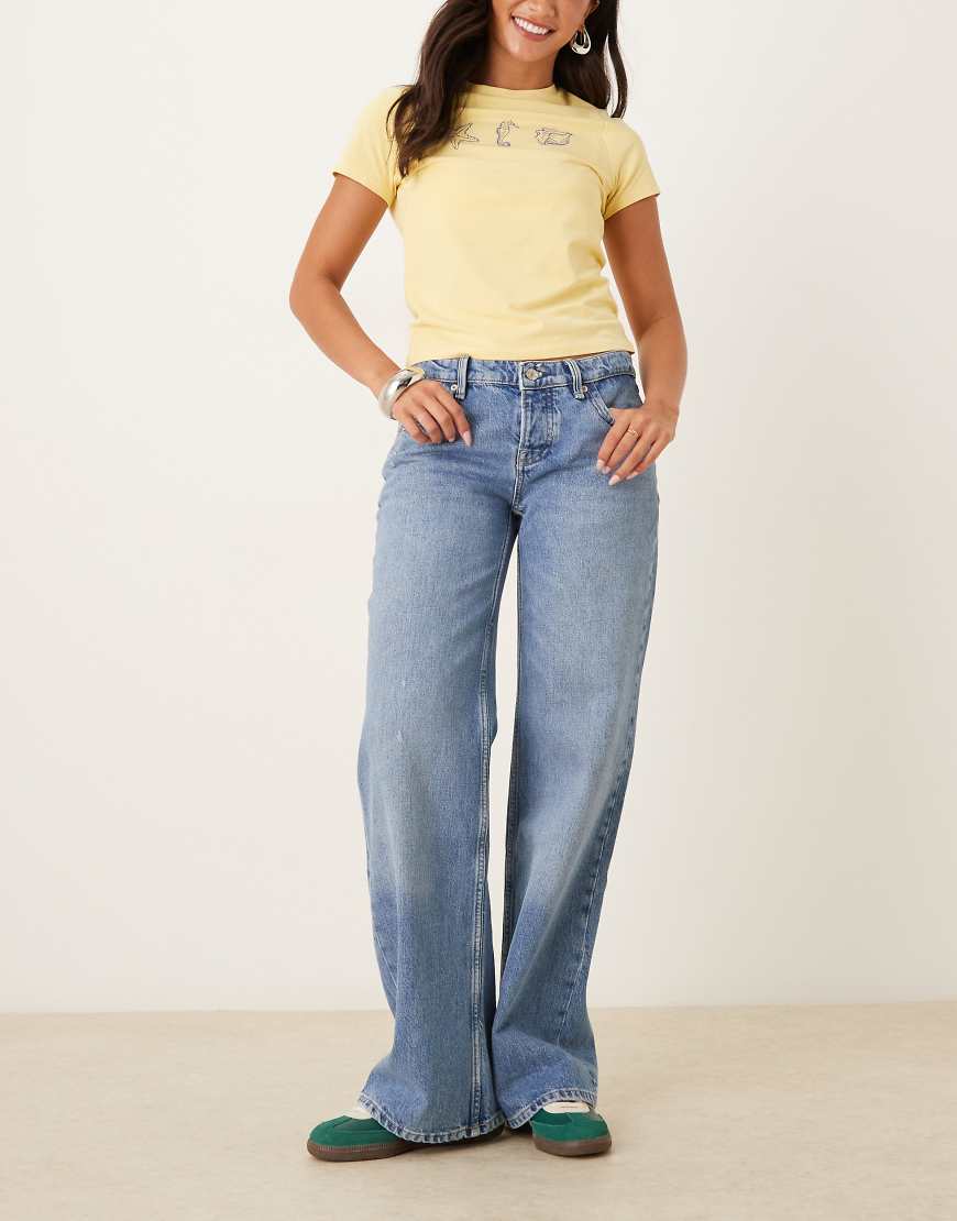 Free People - Tennessee - Boyfriend-Jeans in Cowboy-Blau mit niedrigem Bund Free People - Tennessee - Boyfriend-Jeans in Cowboy-Blau mit niedrigem Bund von Free People