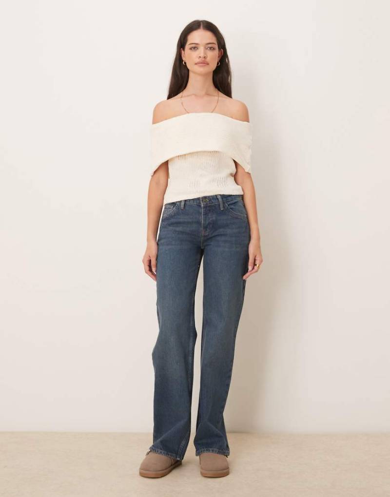 Free People - Tennessee - Boyfriend-Jeans in Outlaw-Blau mit niedrigem Bund von Free People