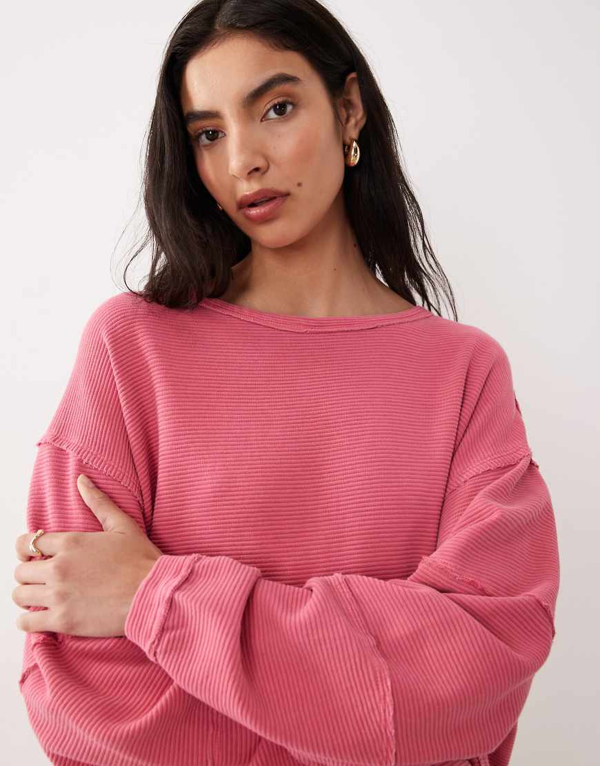 Free People - Total Eclipse - T-Shirt in knalligem Hibiskus-Rosa von Free People