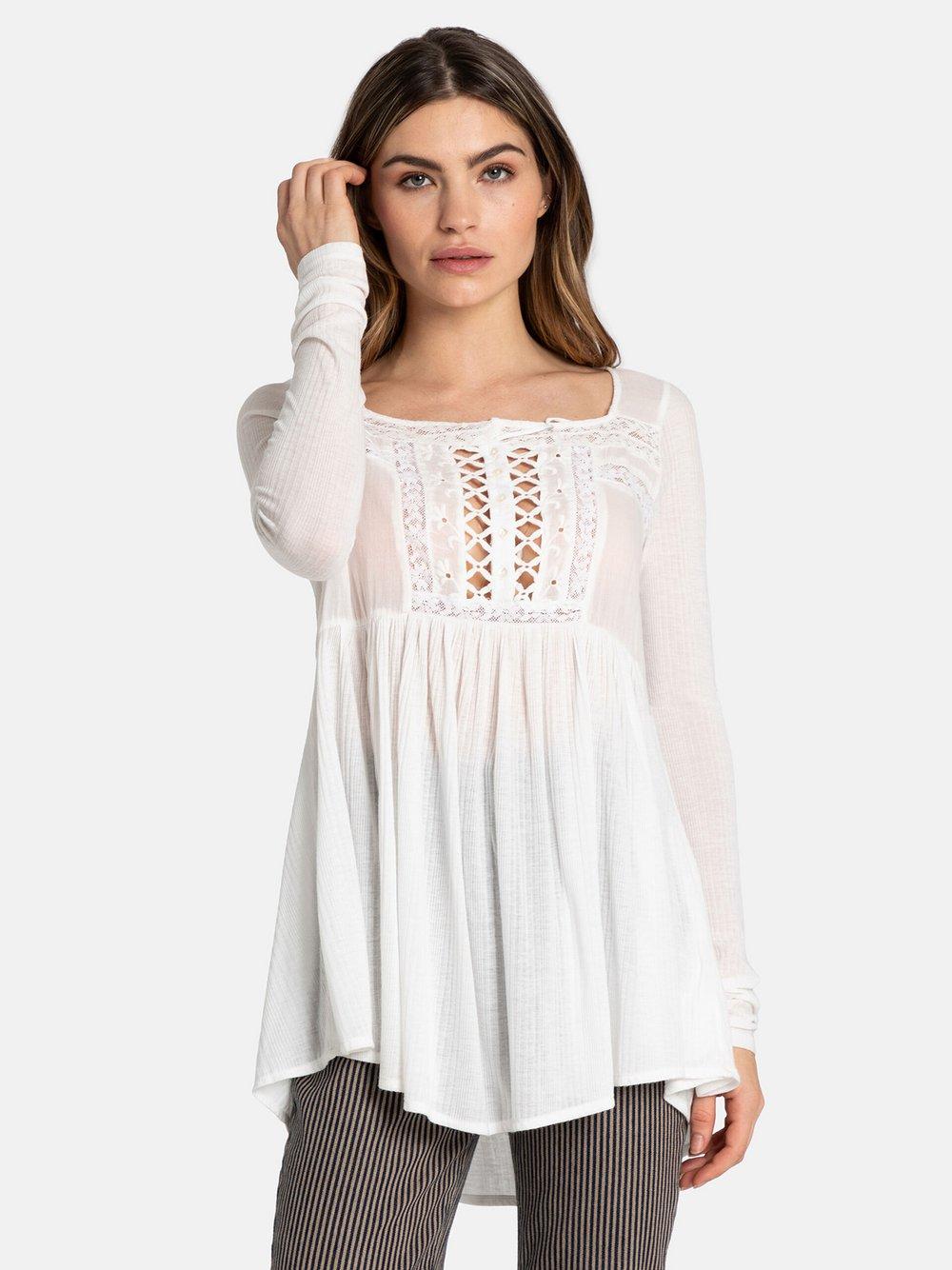 Free People Tunika Damen Baumwolle Karree, beige von Free People