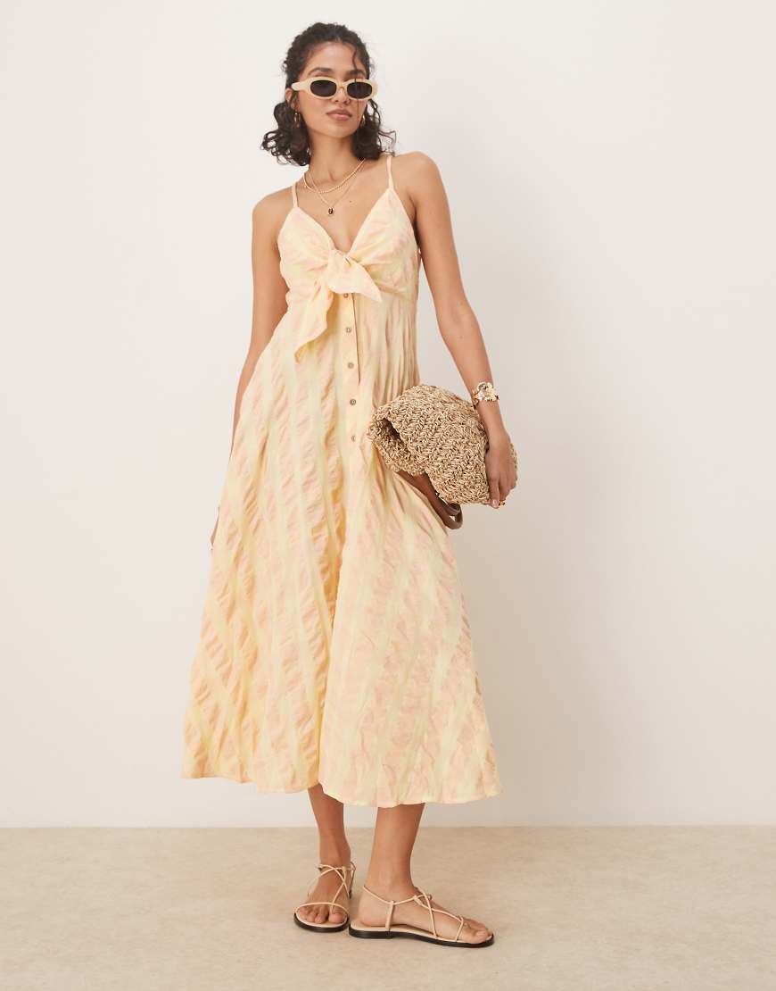 Free People - Via - Camisole-Midikleid in Gelb mit Vichy-Karos Free People - Via - Camisole-Midikleid in Gelb mit Vichy-Karos von Free People