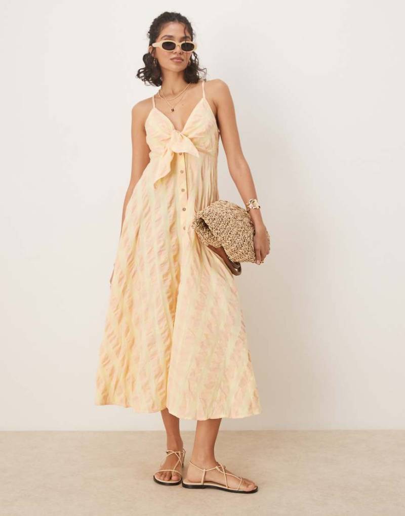 Free People - Via - Camisole-Midikleid in Gelb mit Vichy-Karos von Free People