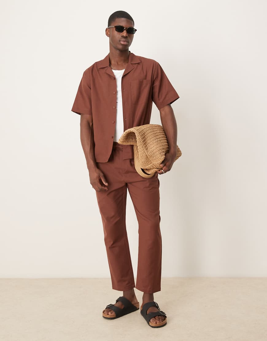 Free Society - Strandhose aus Leinenmix in Braun, Kombiteil von Free Society