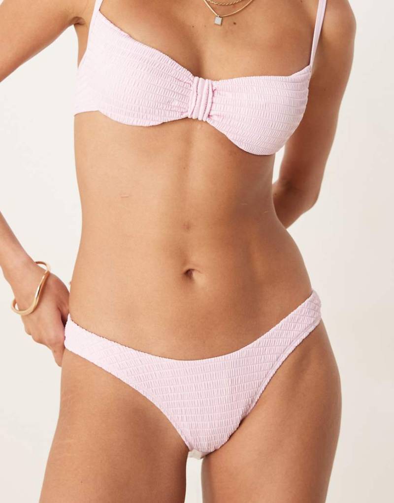 Free Society - Strukturierte Bikinihose in Rosa mit hohem Beinausschnitt von Free Society