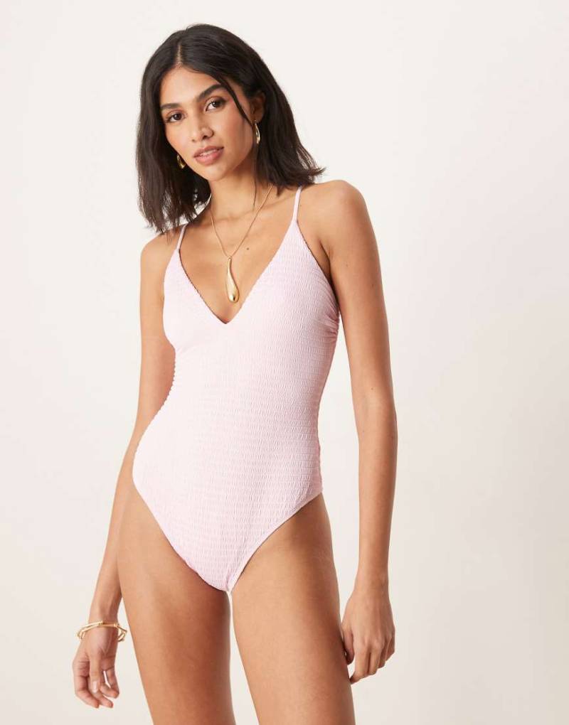 Free Society - Strukturierter Badeanzug in Rosa von Free Society