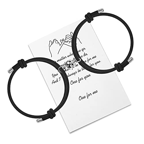 Magnetische Paare Armband Set Gegenseitige Anziehung Handgemachtes Seil für 2 geflochtene passende Armbänder Gelübde der ewigen Liebe Schmuck Geschenk für Frauen Männer (Black) von Free Space