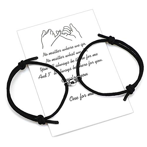 Magnetische Paare Armband Set Gegenseitige Anziehung Handgemachtes Seil für 2 geflochtene passende Armbänder Gelübde der ewigen Liebe Schmuck Geschenk für Frauen Männer (Black-Black) von free-space