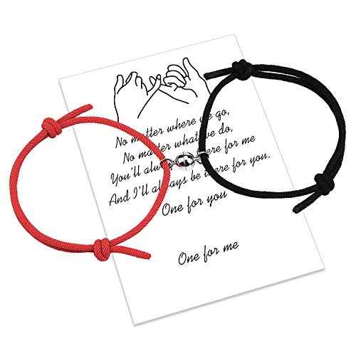 Magnetische Paare Armband Set Gegenseitige Anziehung Handgemachtes Seil für 2 geflochtene passende Armbänder Gelübde der ewigen Liebe Schmuck Geschenk für Frauen Männer (Black-Red) von Free Space