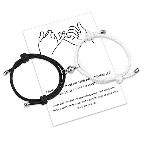 Magnetische Paare Armband Set Gegenseitige Anziehung Handgemachtes Seil für 2 geflochtene passende Armbänder Gelübde der ewigen Liebe Schmuck Geschenk für Frauen Männer (Black-white) von Free Space