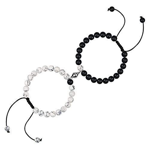 Magnetische gegenseitige Anziehungskraft Armband Perlen Armband Am besten passende Armbänder Liebhaber Beziehung Schmuck Geschenk für Frauen Männer (Black Agate) von Free Space