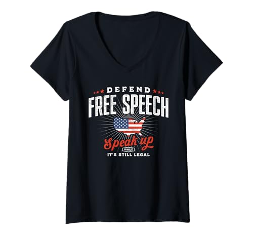 Damen Verteidigen Sie die Meinungsfreiheit in den USA T-Shirt mit V-Ausschnitt Damen Verteidigen Sie die Meinungsfreiheit in den USA T-Shirt mit V-Ausschnitt von Free Speech 1st Amendment USA Patriotic Flag Tee