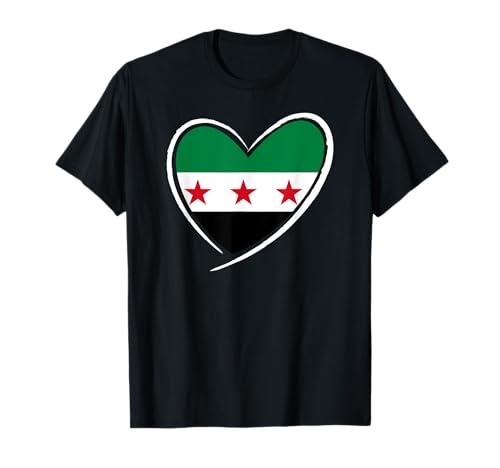 Syrien Flagge Herz Syrische Männer Frauen Kinder Jungen Mädchen T-Shirt Syrien Flagge Herz Syrische Männer Frauen Kinder Jungen Mädchen T-Shirt von Free Syria New Flag Three Stars