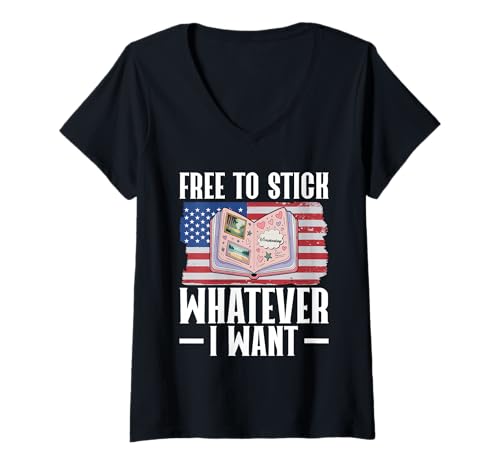 Damen Scrapbooking USA Amerikanische Flagge Basteln Scrapbook T-Shirt mit V-Ausschnitt Damen Scrapbooking USA Amerikanische Flagge Basteln Scrapbook T-Shirt mit V-Ausschnitt von Free To Stick Whatever I Want